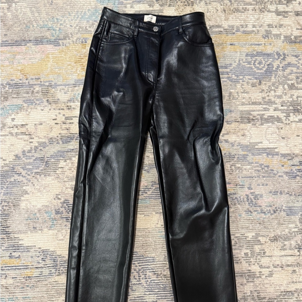 Wilfred Jet Black Leatherette Trousers